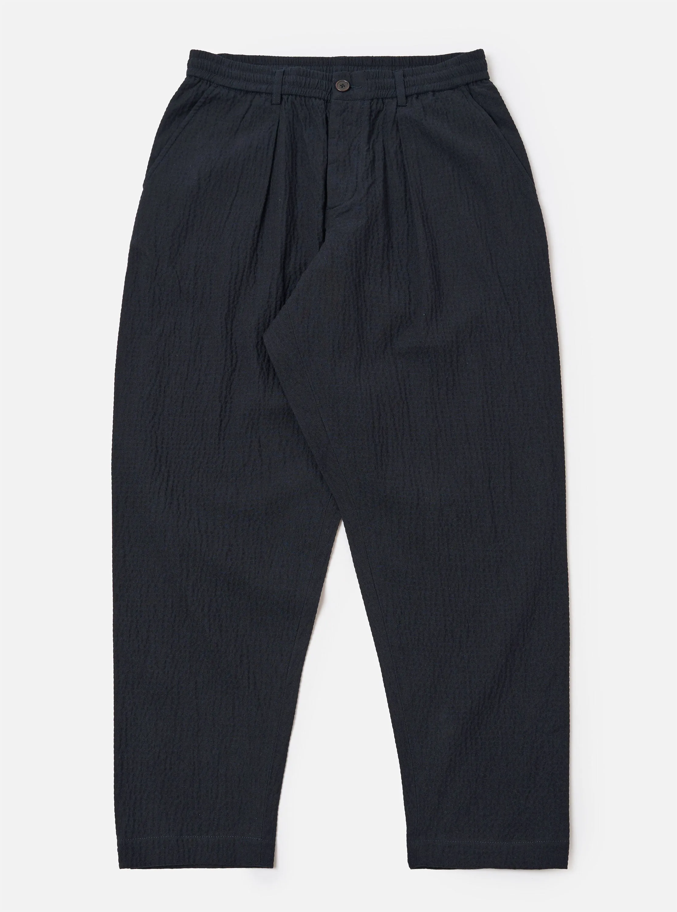 Dark Navy Ospina Cotton Pleated Track Pant sold by Universal Works