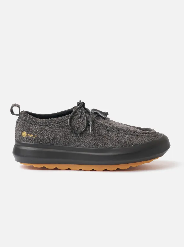 Wander etc. FD/08 Low in Black Asphalt/Gum Hairy Suede sold by Universal Works