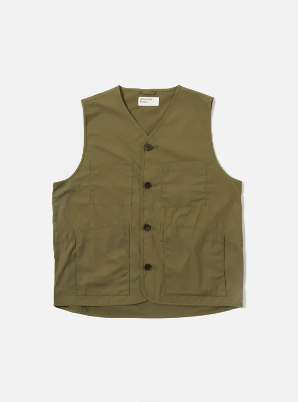 Olive Recycled Polytech City Waistcoat sold by Universal Works