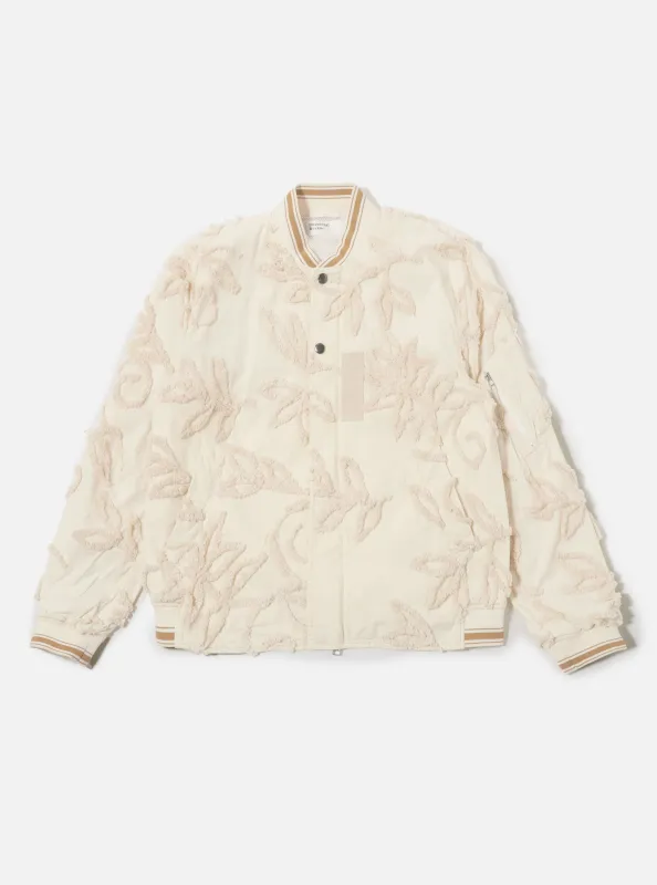 Ecru 3D Flower NS Bomber Jacket sold by Universal Works