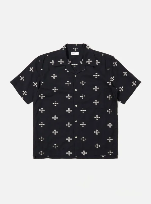 Black Embroidered Diamond Camp Shirt sold by Universal Works