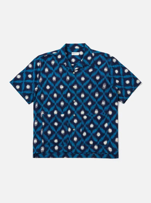 Indigo Diamond Ikat Deck Shirt sold by Universal Works