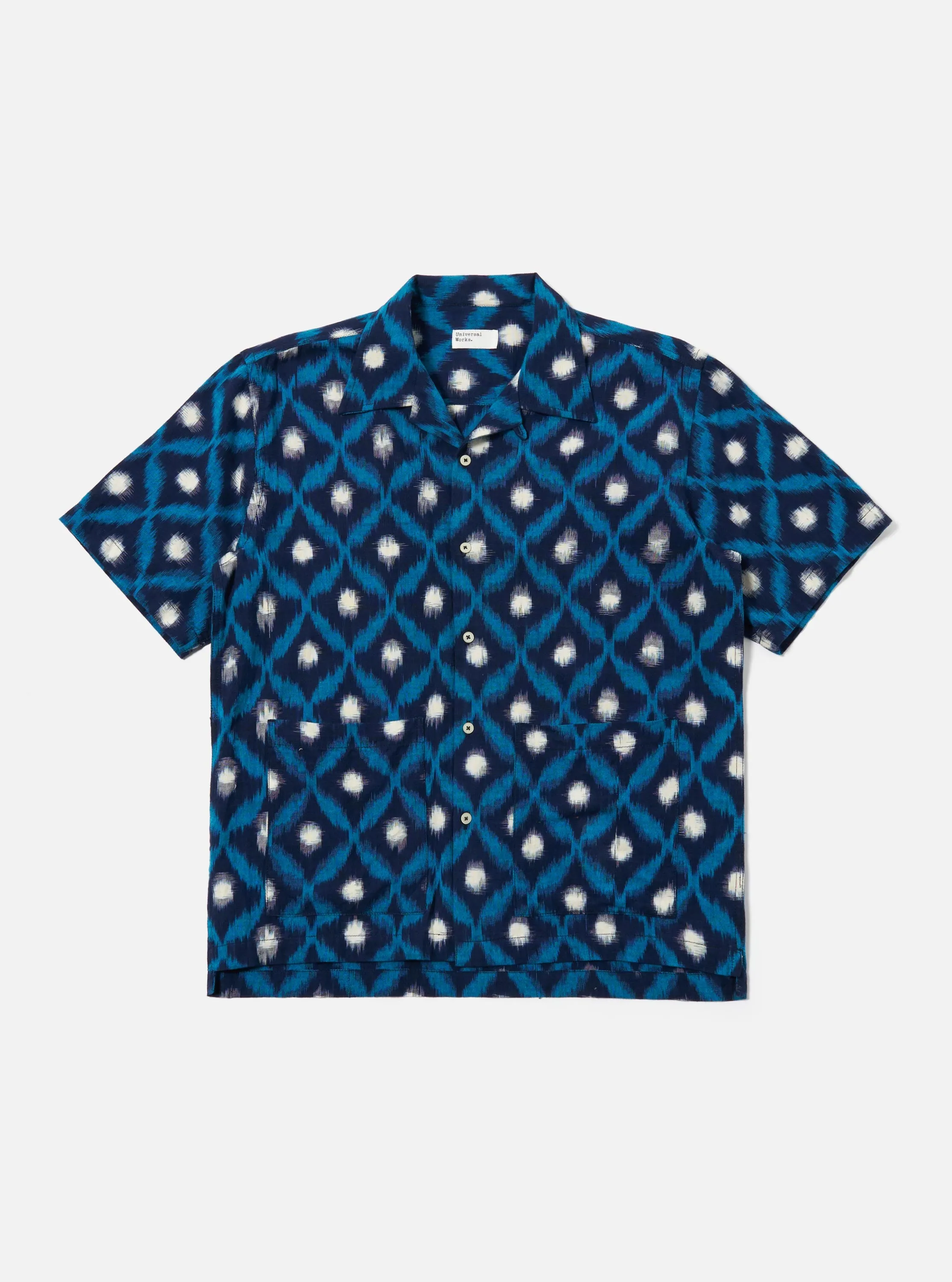 Indigo Diamond Ikat Deck Shirt sold by Universal Works