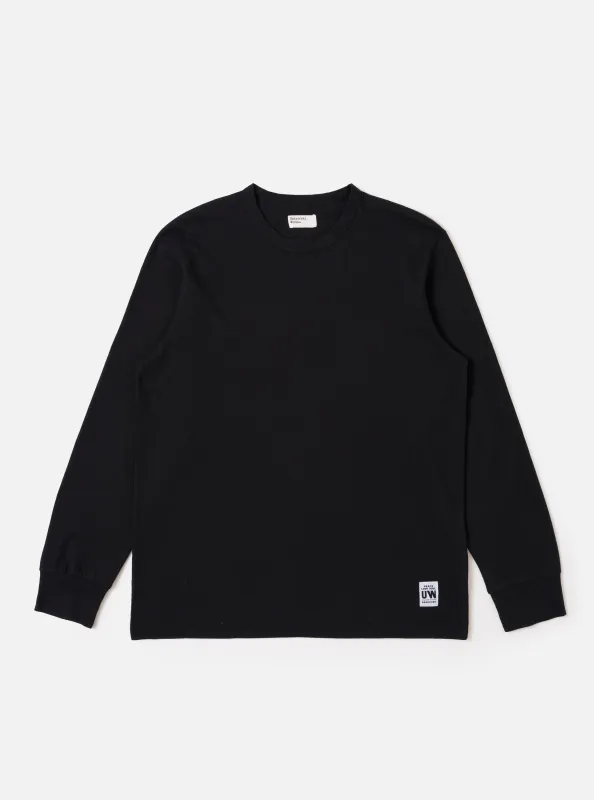 Black Recycled/Bio Jersey Henry L/S Tee made by Universal Works