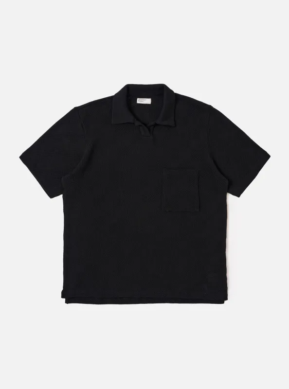 Black Fantasy Checkerboard Vacation Polo made by Universal Works