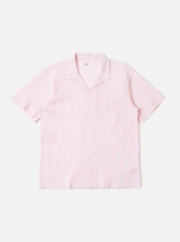 Pink Lily Stripe Road Shirt made by Universal Works
