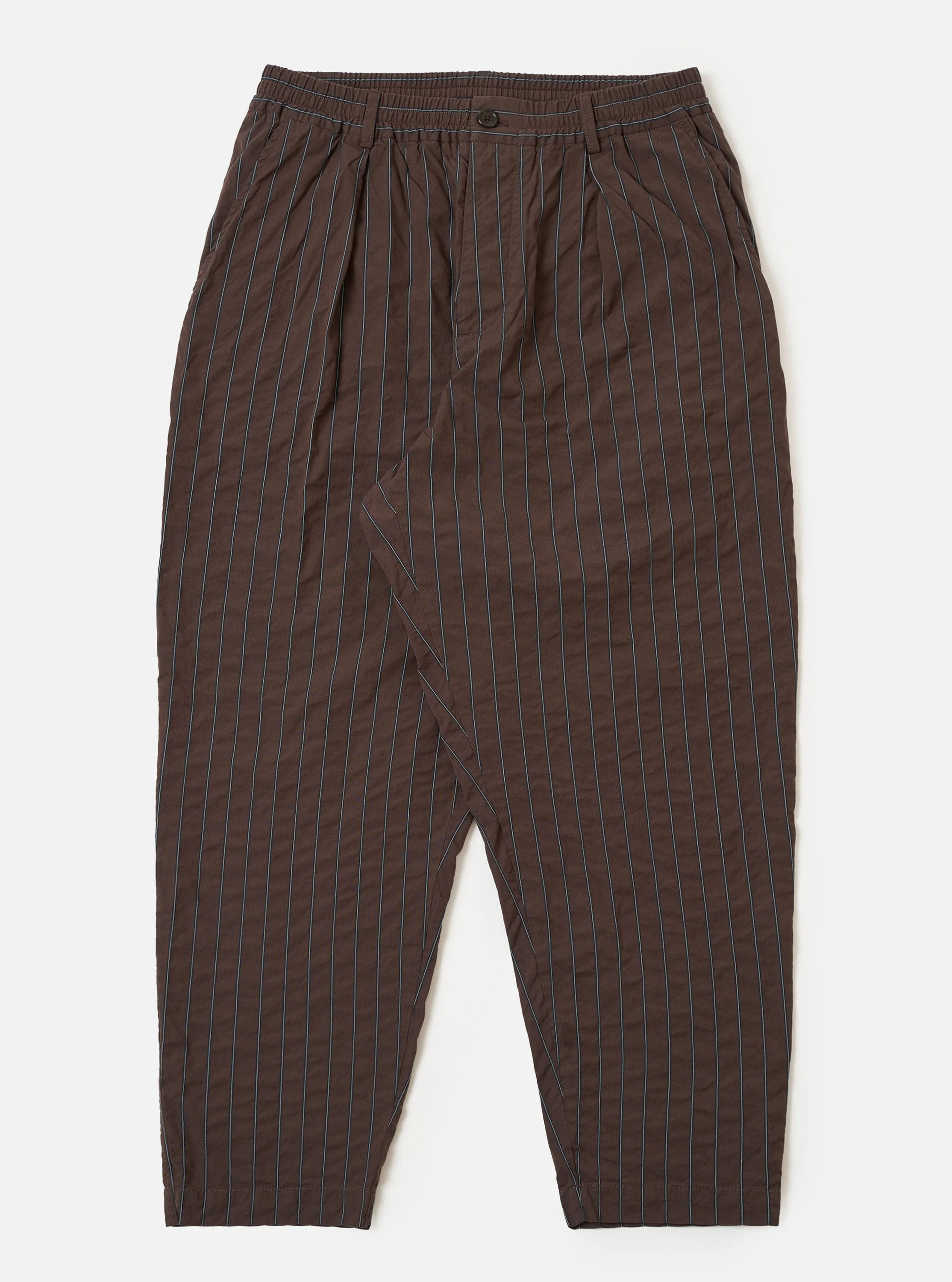 Brown Chester Stripe Pleated Track Pant sold by Universal Works