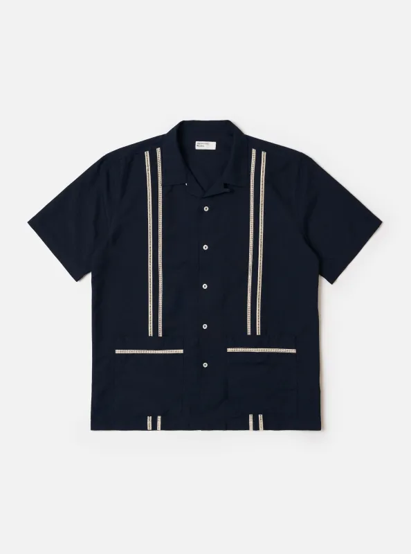 Navy Classic Oxford Tropicana Shirt made by Universal Works