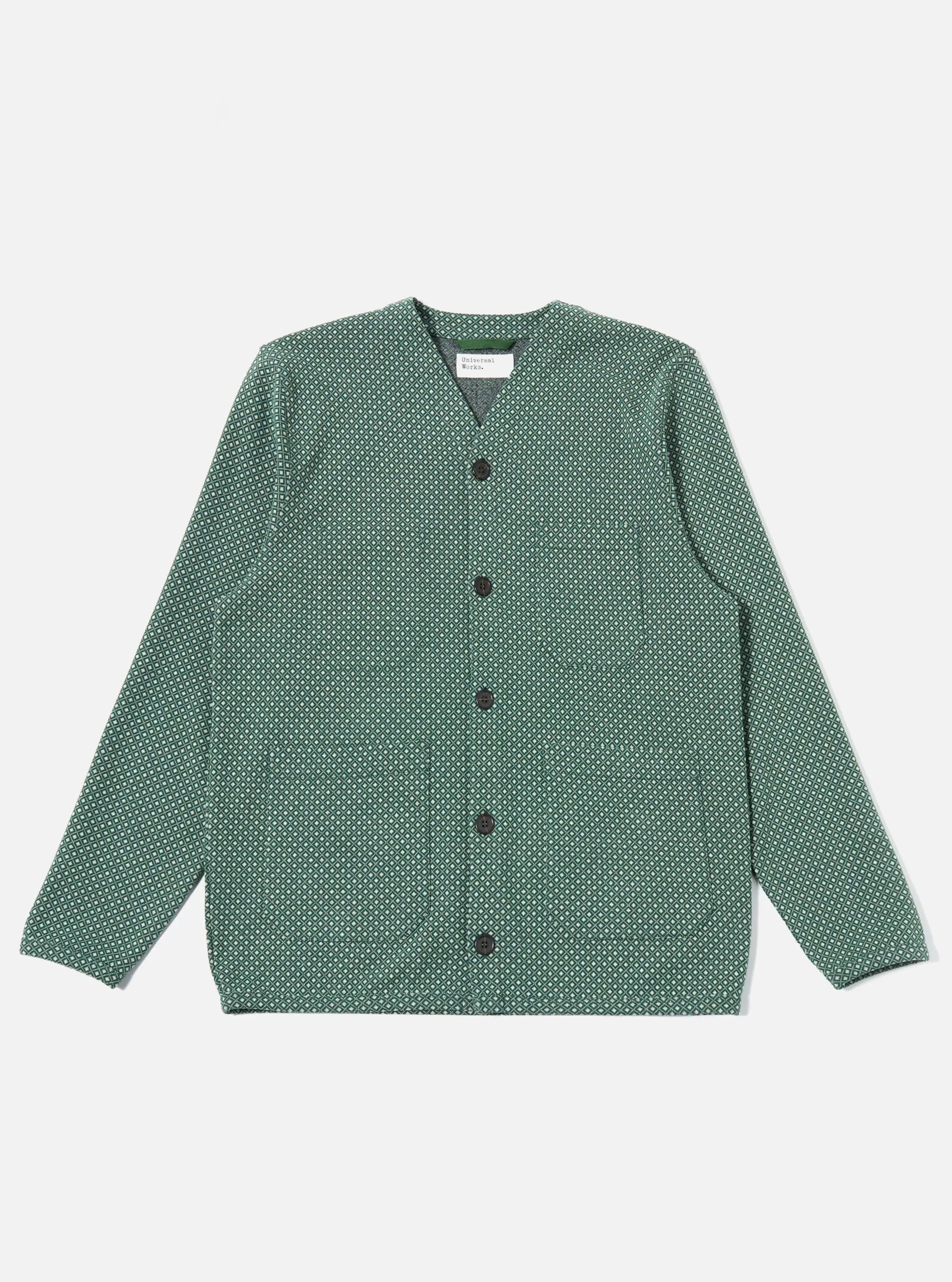 Green Argyll Jersey Cardigan sold by Universal Works