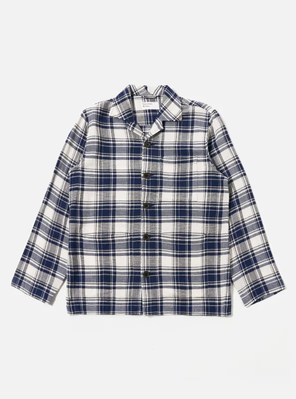 Navy Texture Plaid Cancun Jacket sold by Universal Works