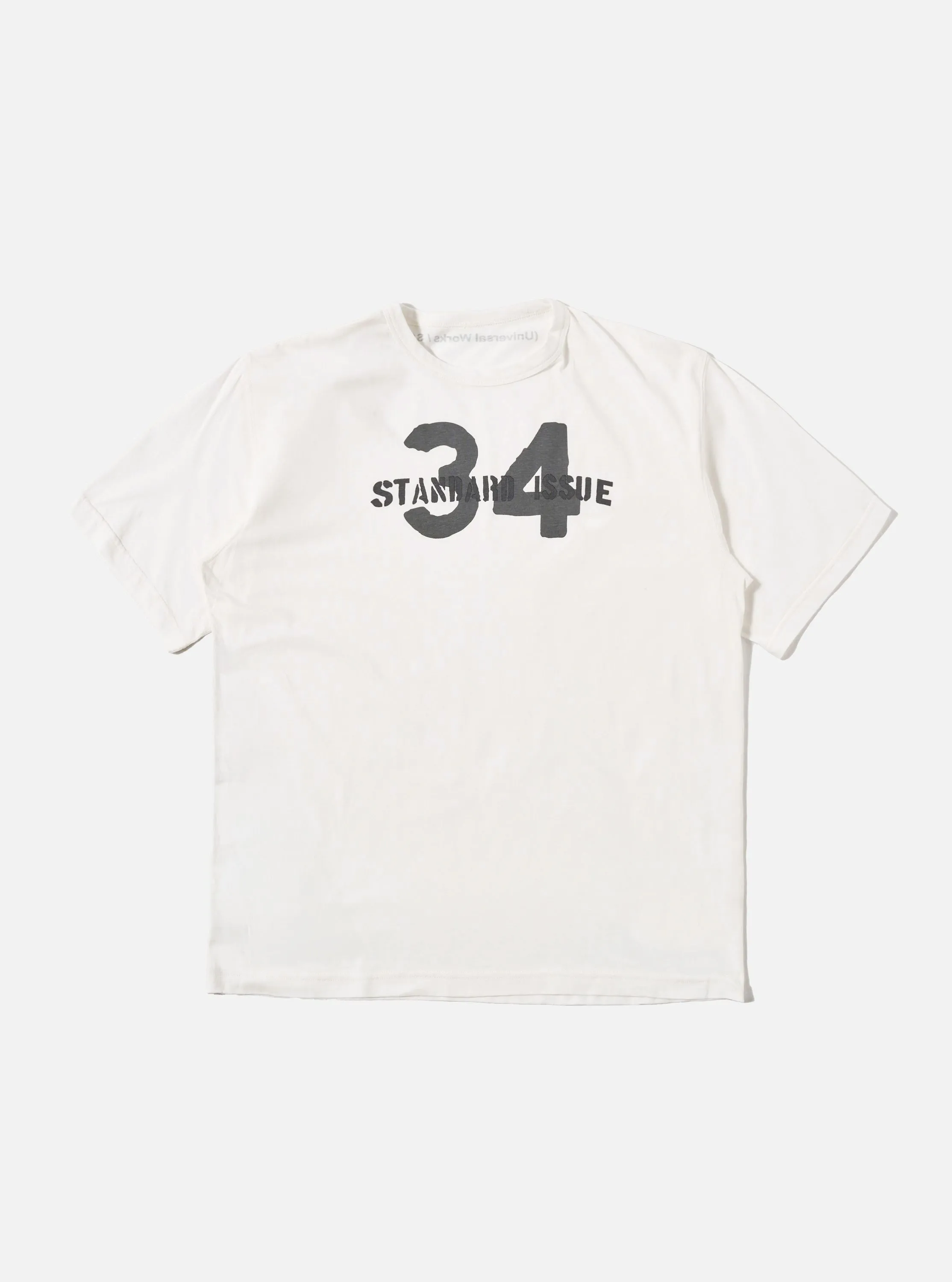 Ecru Single Jersey 34 Printed Core Tee sold by Universal Works