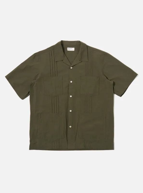 Olive Tech Cotton S/S Dwight Overshirt sold by Universal Works