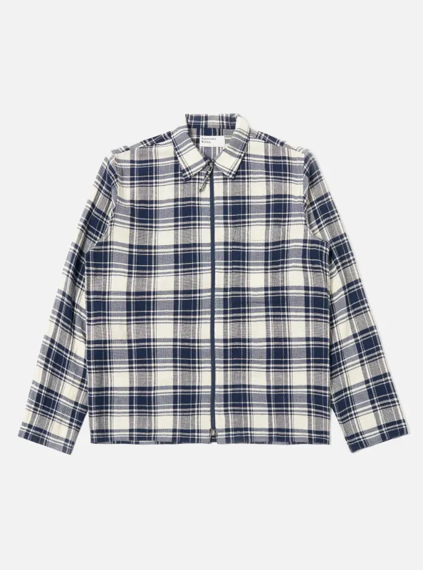 Navy Texture Plaid Zip Shirt sold by Universal Works