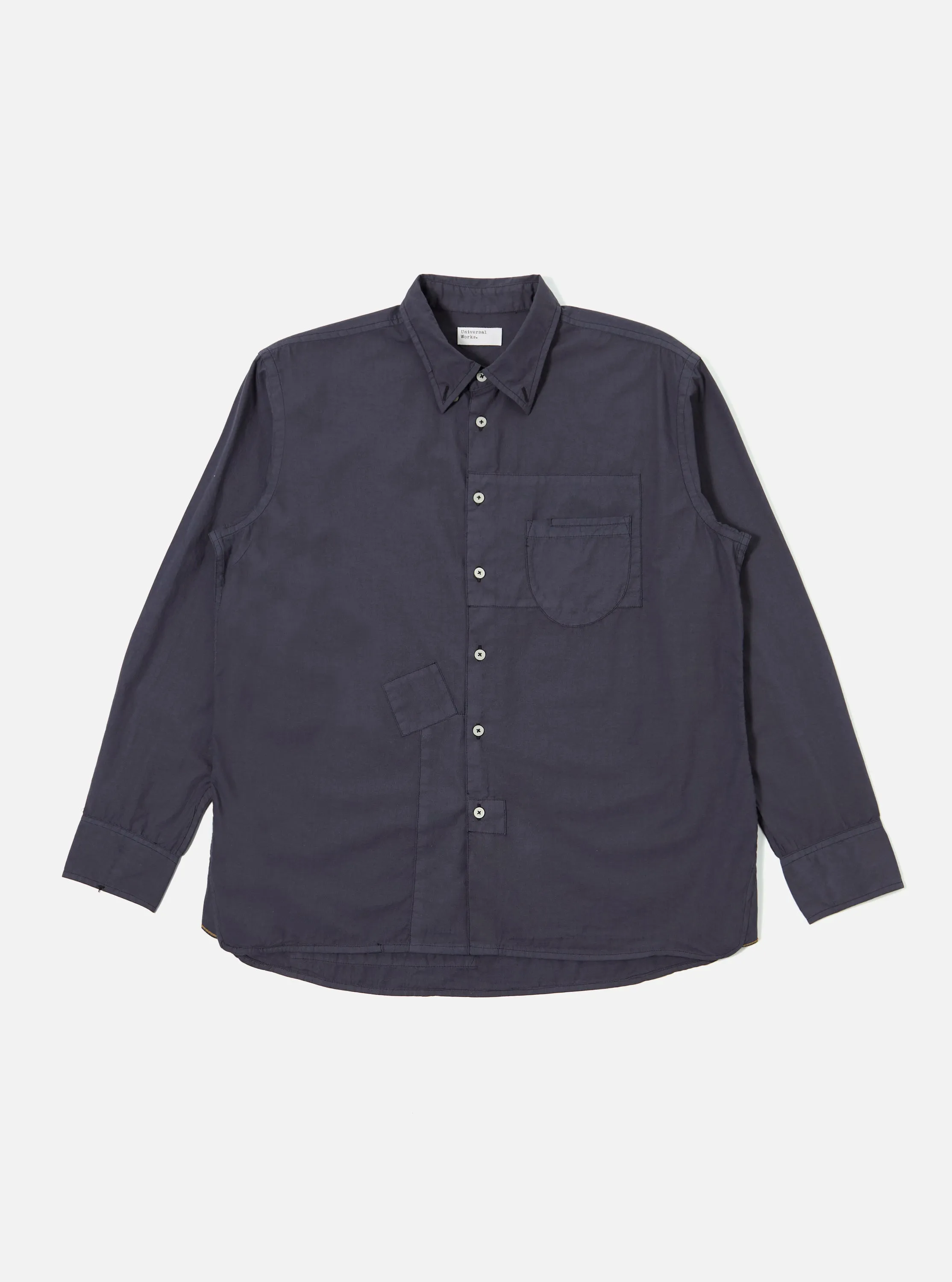 Navy Poplin Patched Lazy Day Shirt sold by Universal Works