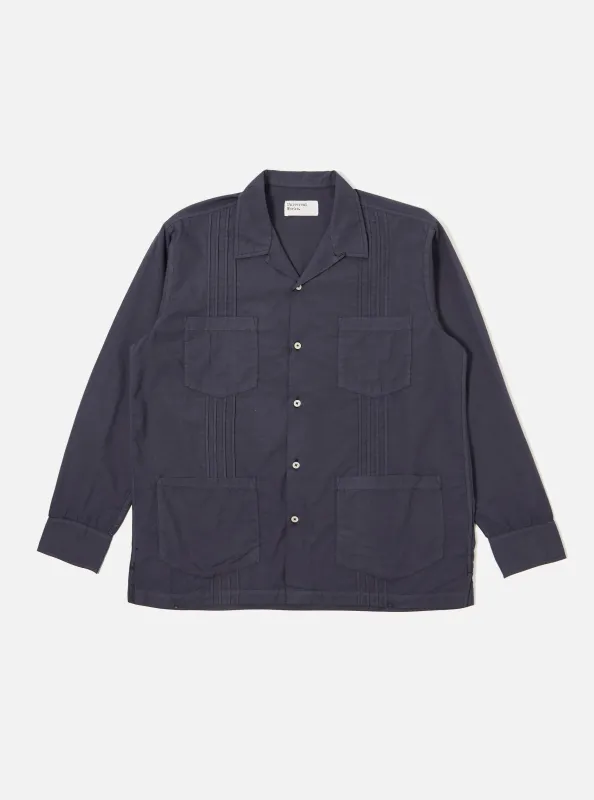 Navy Poplin Dwight Overshirt sold by Universal Works