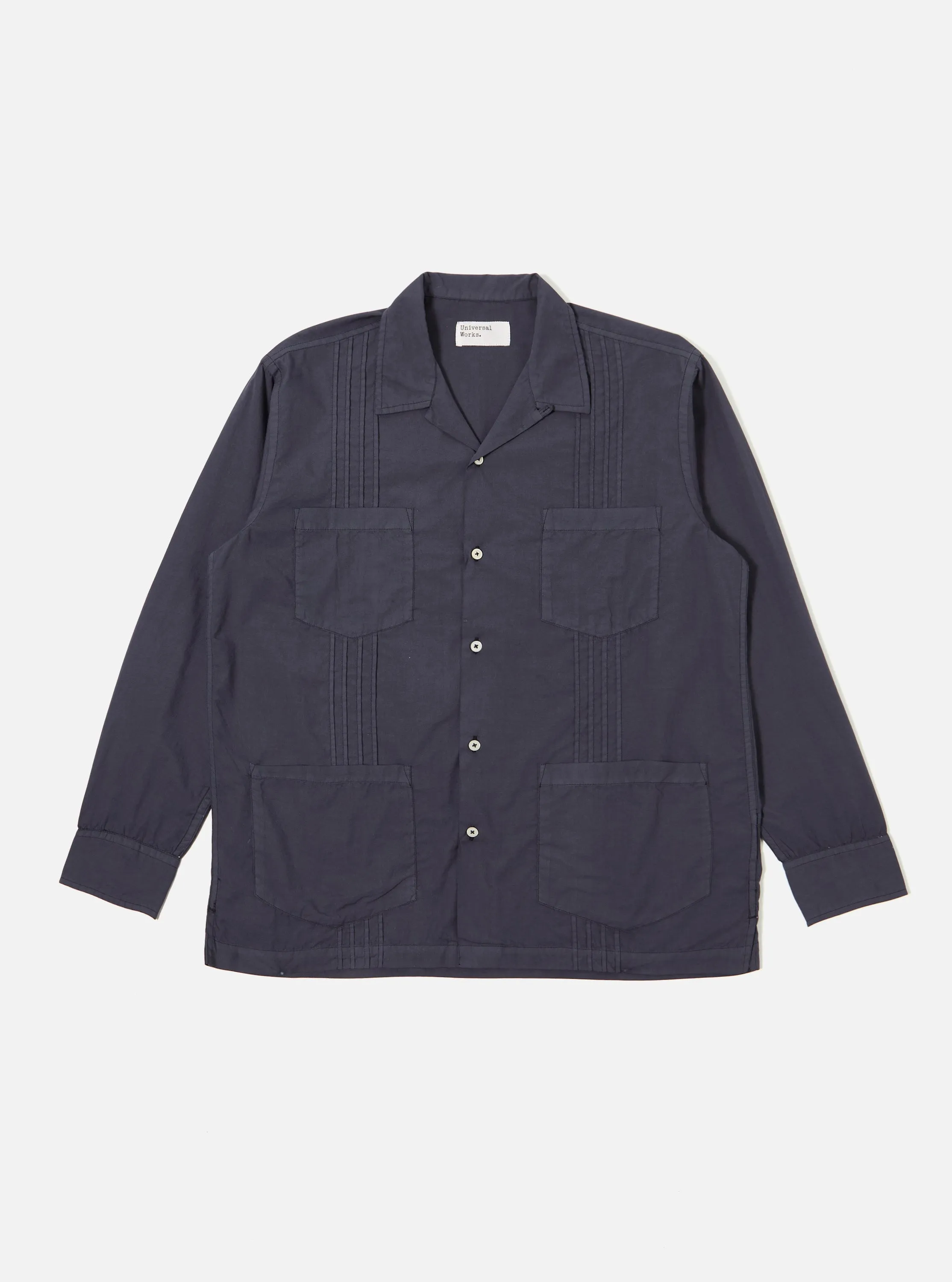 Navy Poplin Dwight Overshirt sold by Universal Works
