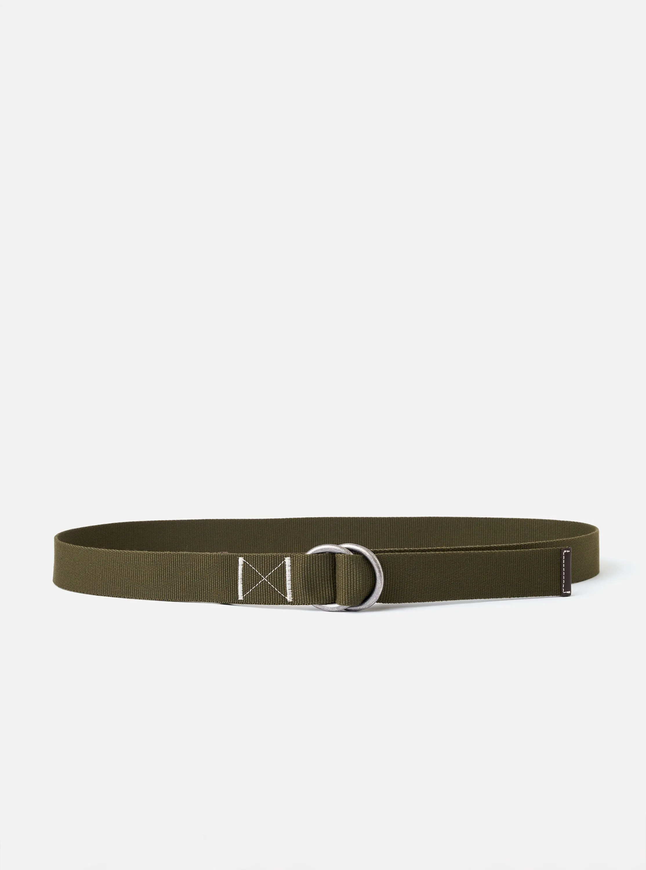 Olive Canvas Webbing O Ring Belt sold by Universal Works