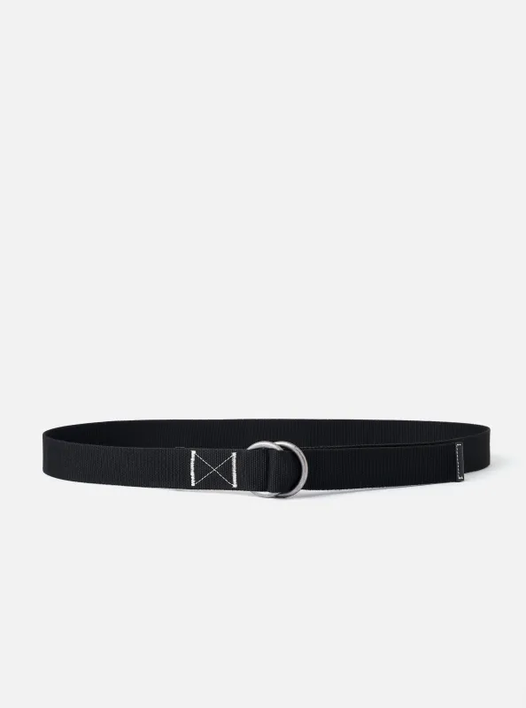 Black Canvas Webbing O Ring Belt made by Universal Works