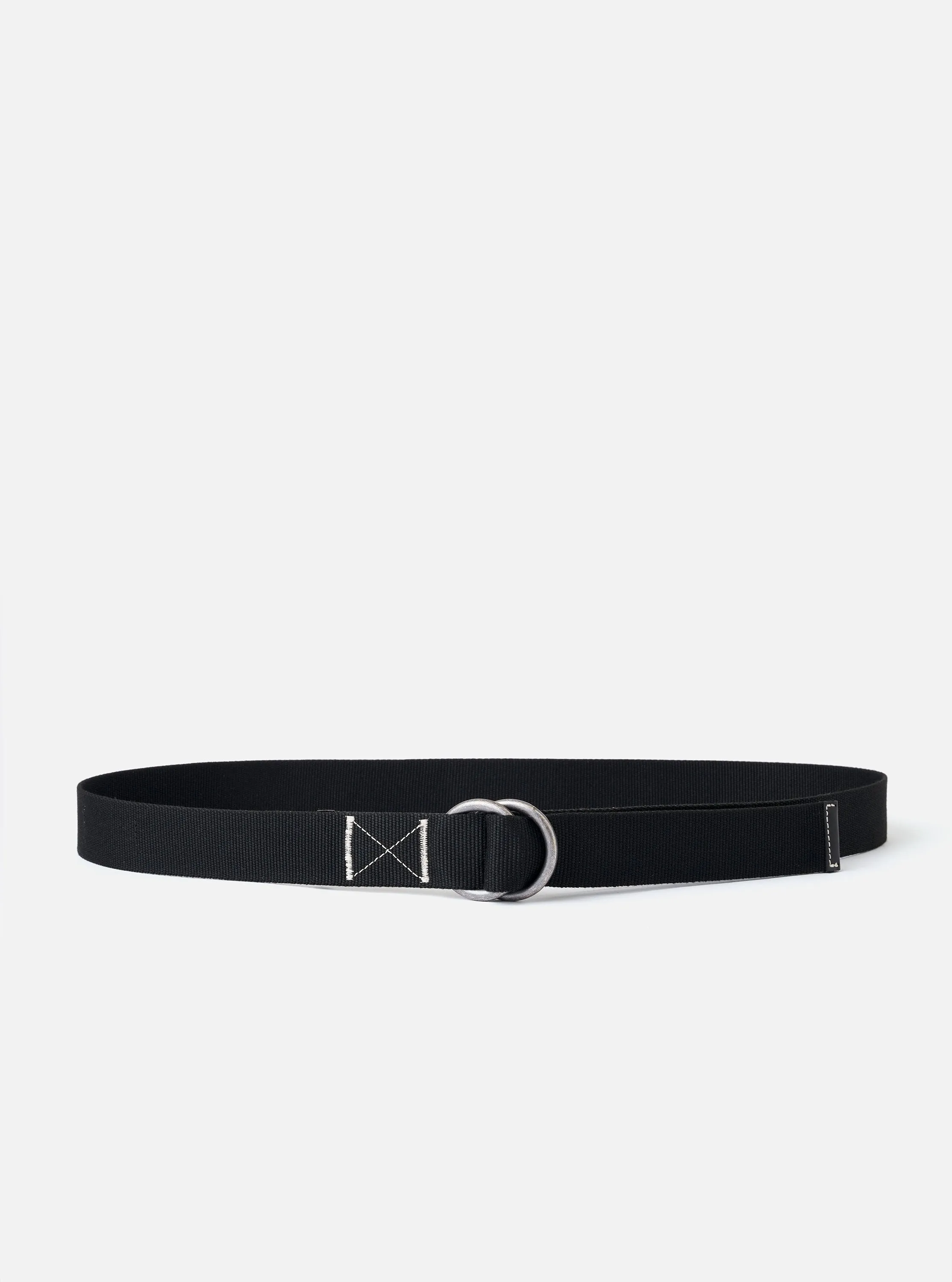Black Canvas Webbing O Ring Belt sold by Universal Works