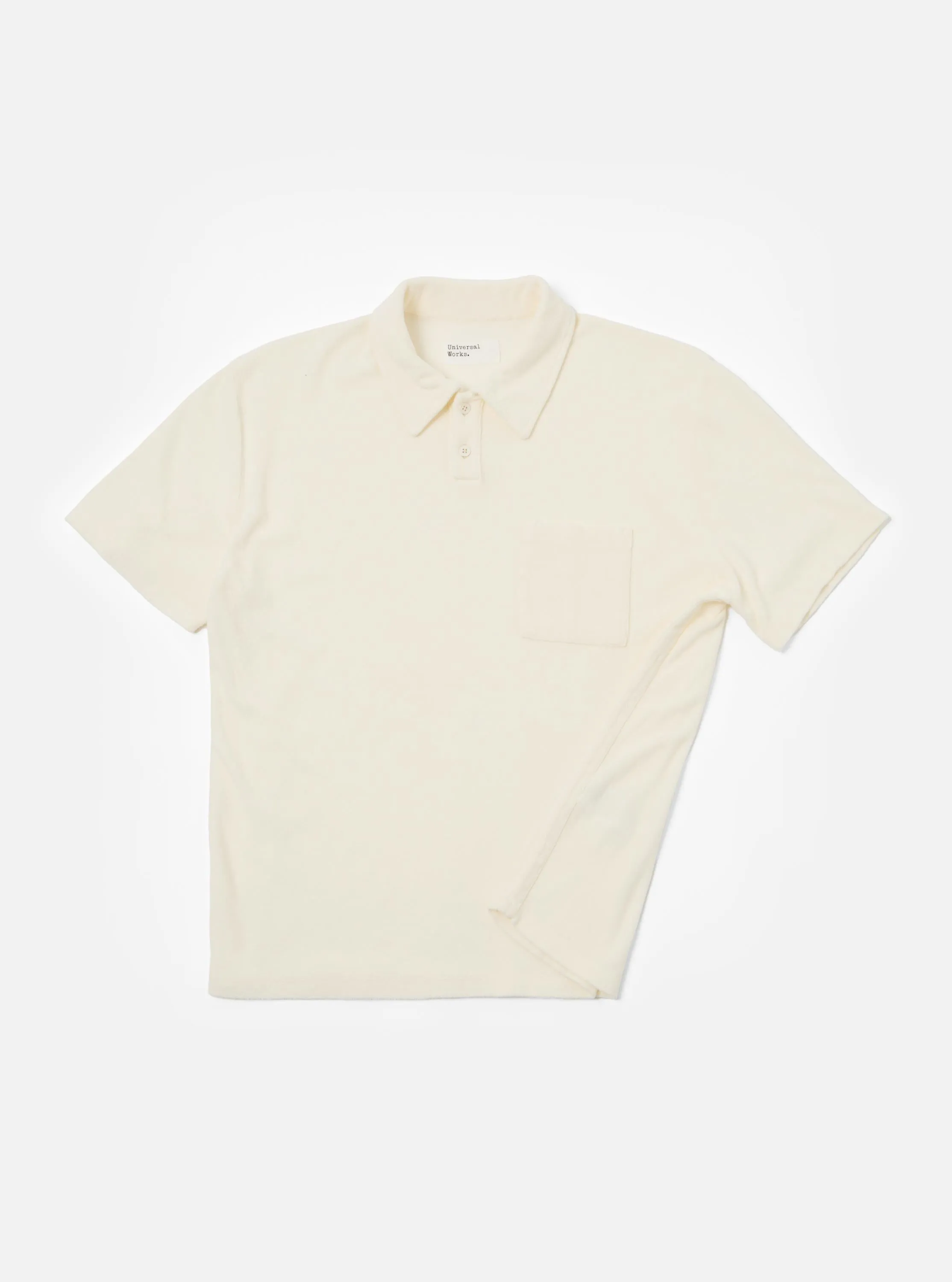 Ecru Light Weight Terry Newlyn Polo sold by Universal Works