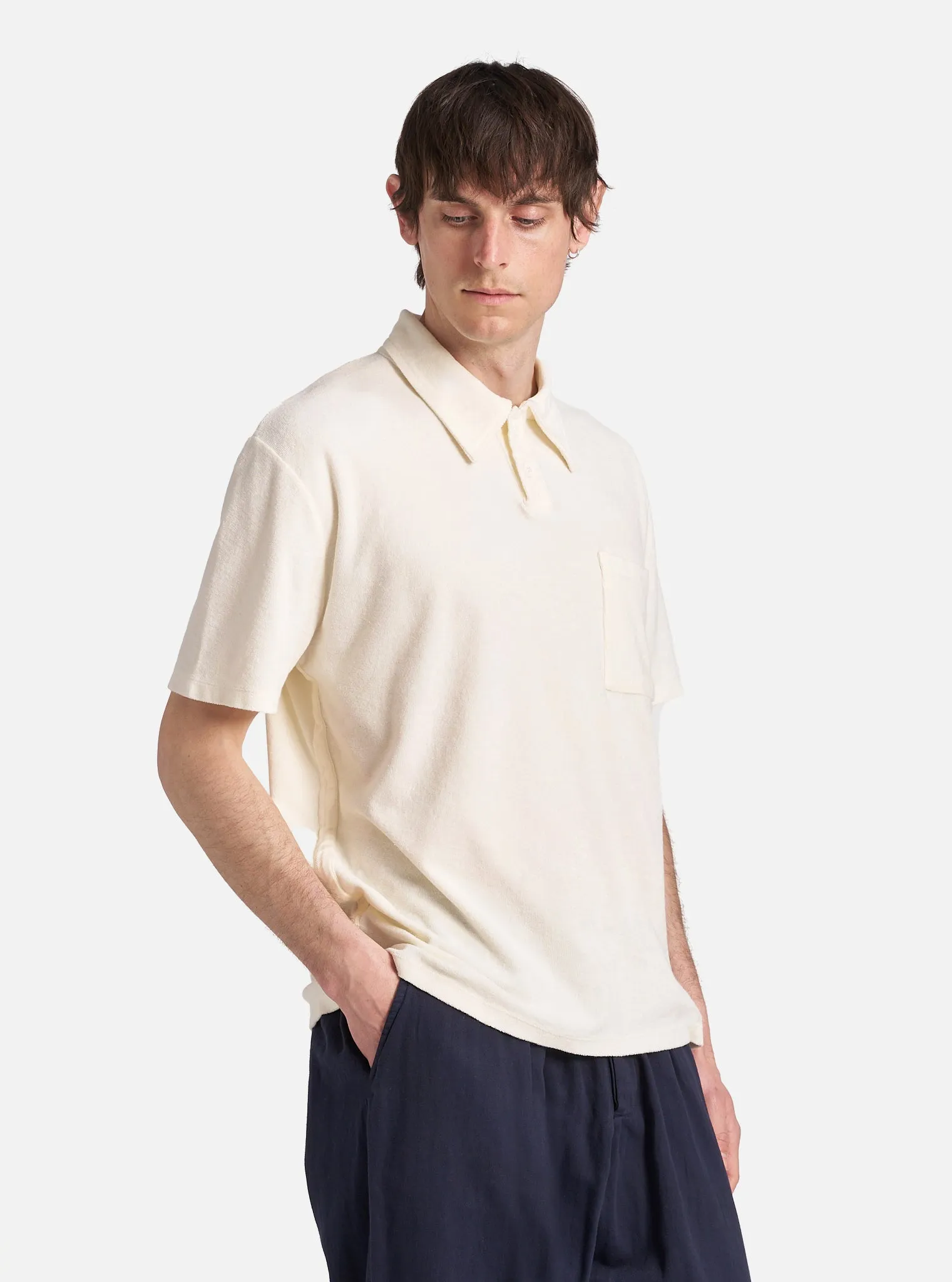 Ecru Light Weight Terry Newlyn Polo sold by Universal Works product image thumbnail 2