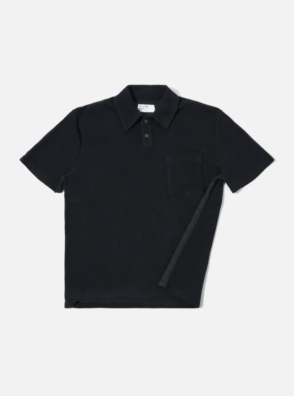 Black Light Weight Terry Newlyn Polo made by Universal Works