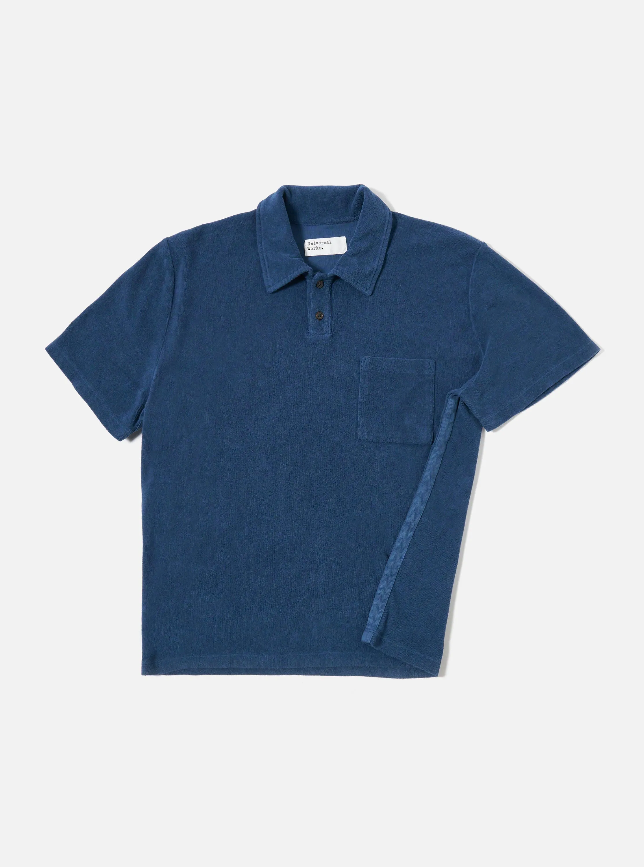 Navy Light Weight Terry Newlyn Polo sold by Universal Works