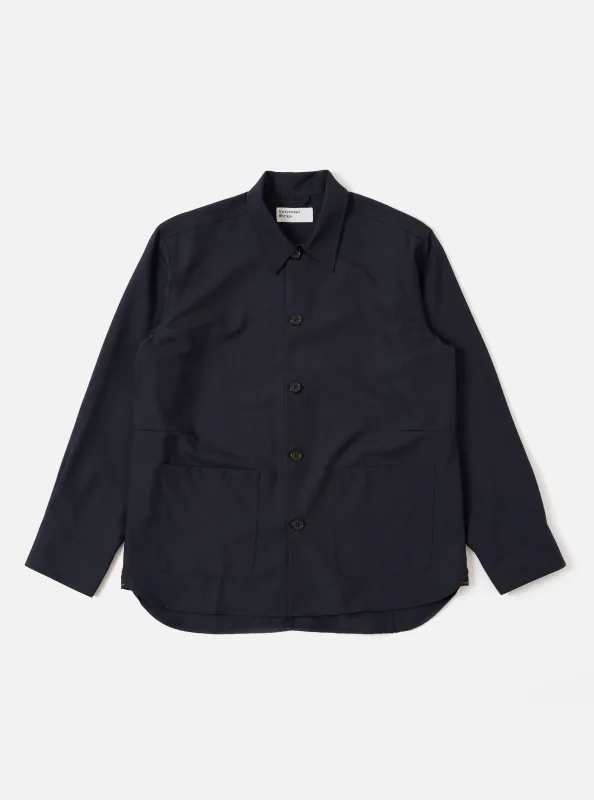Navy Tropical Suiting Travail Overshirt made by Universal Works