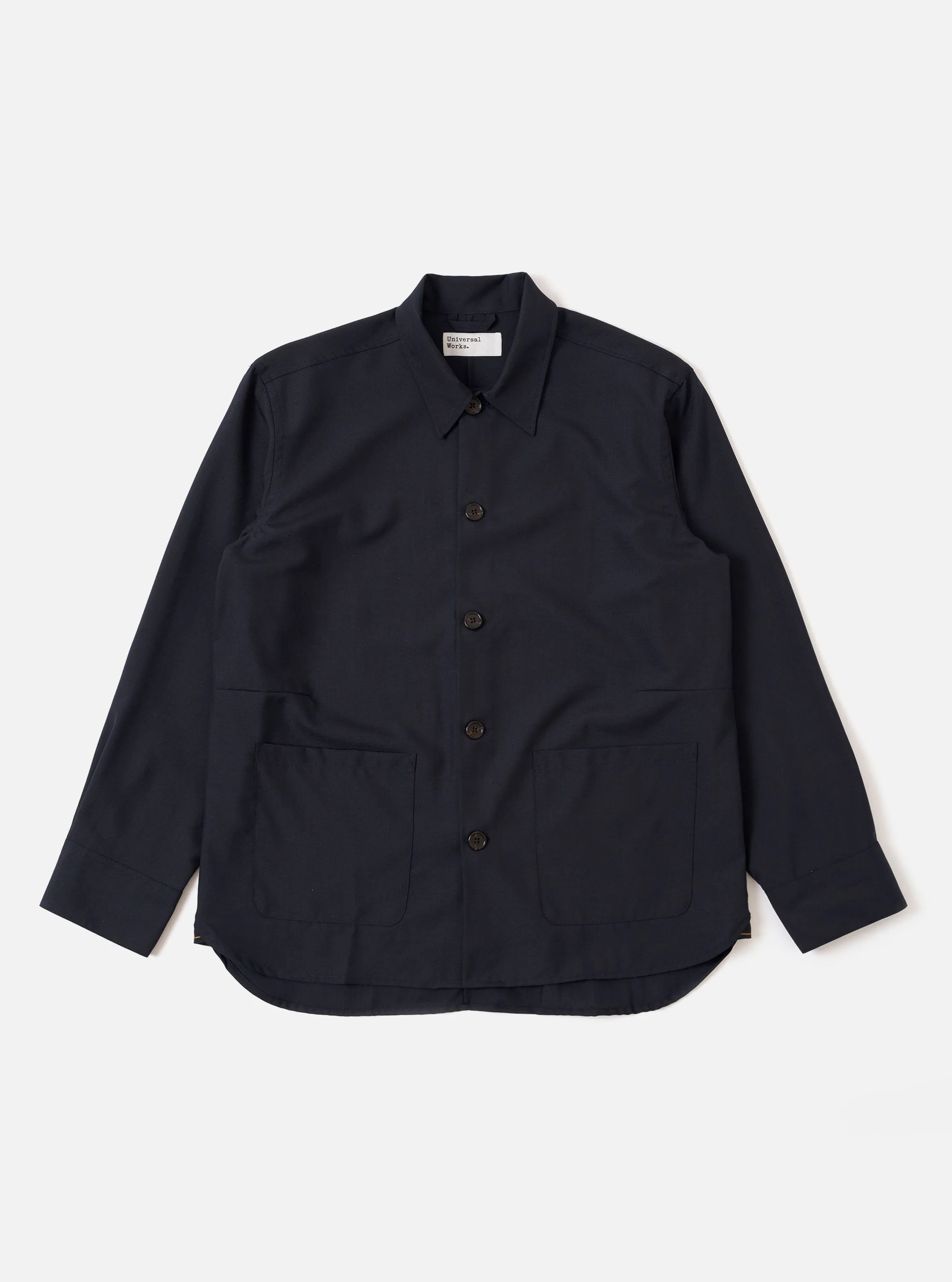 Navy Tropical Suiting Travail Overshirt sold by Universal Works