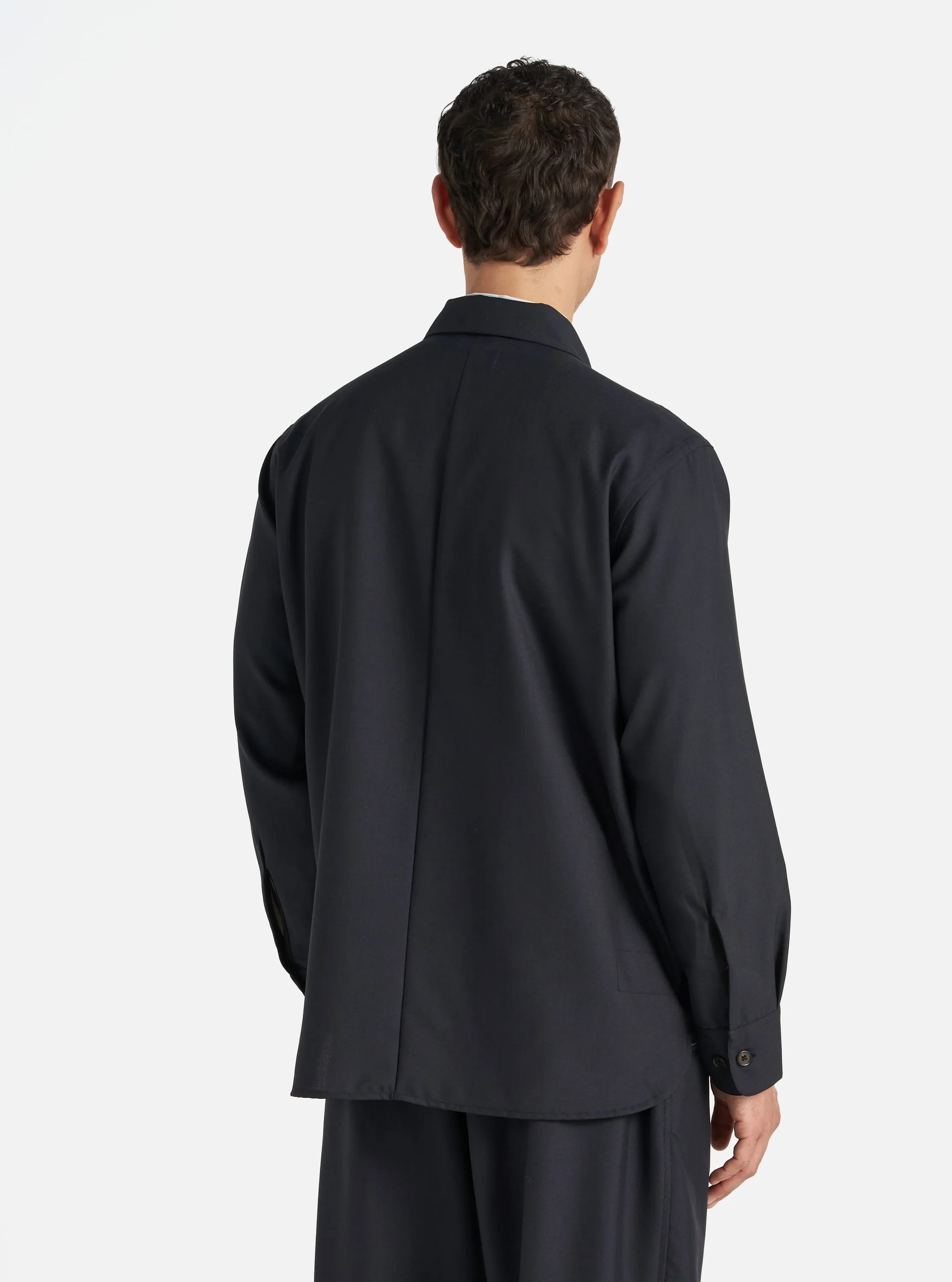 Navy Tropical Suiting Travail Overshirt sold by Universal Works product image thumbnail 3