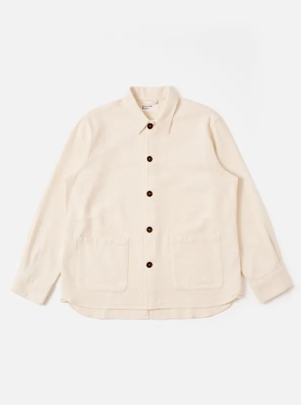 Ecru Kendal Cotton Travail Overshirt made by Universal Works