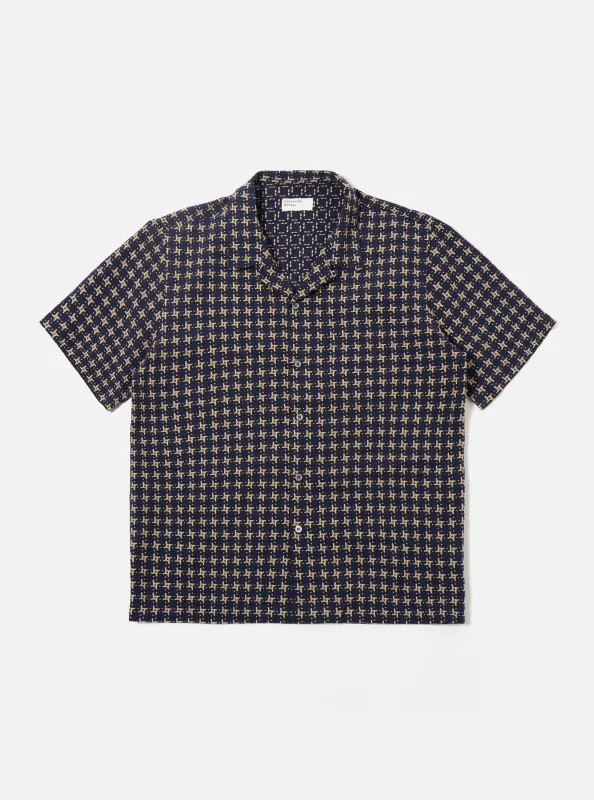 Navy/Sand Rhodes 8 Cotton Road Shirt sold by Universal Works
