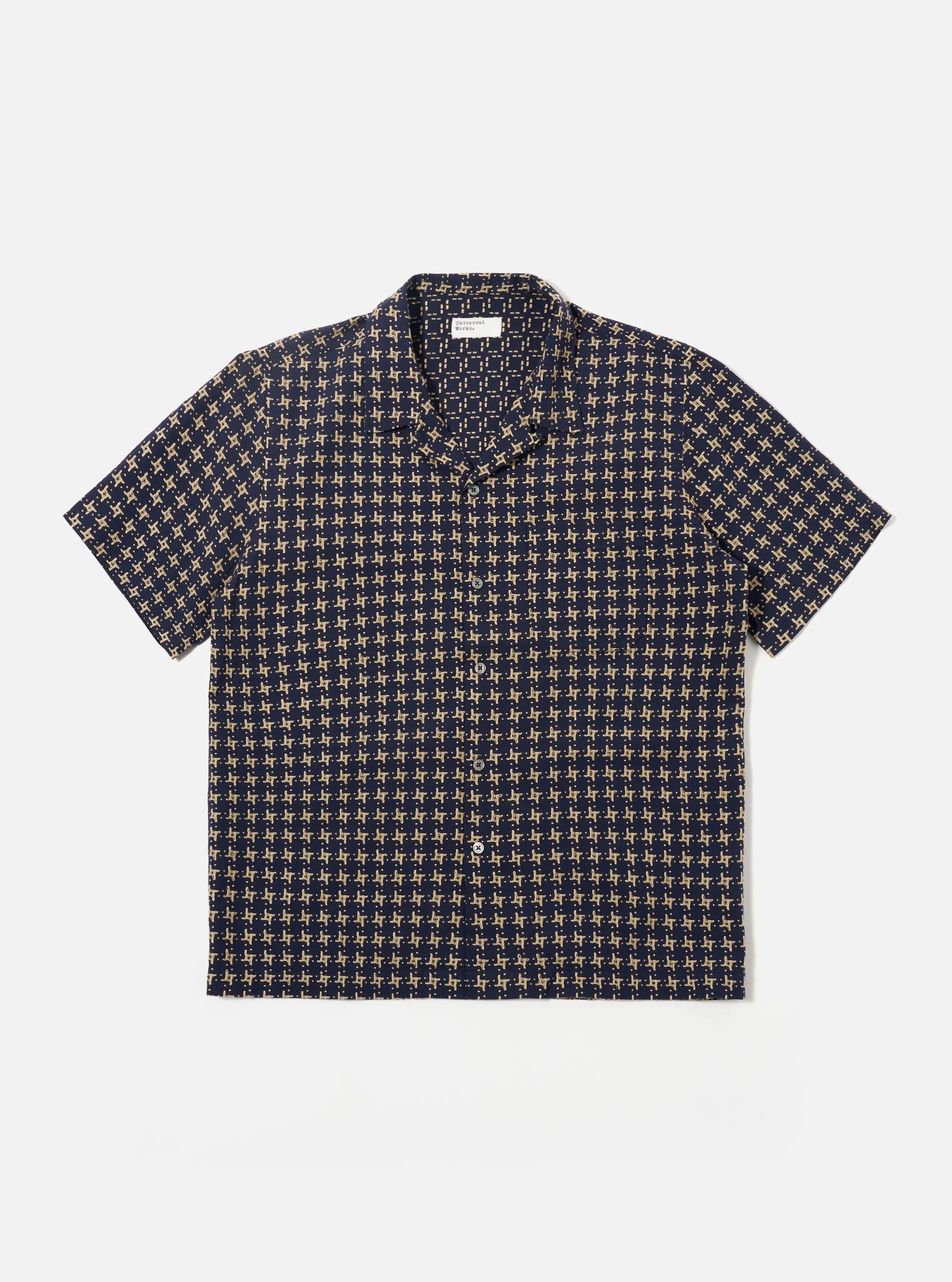 Navy/Sand Rhodes 8 Cotton Road Shirt sold by Universal Works