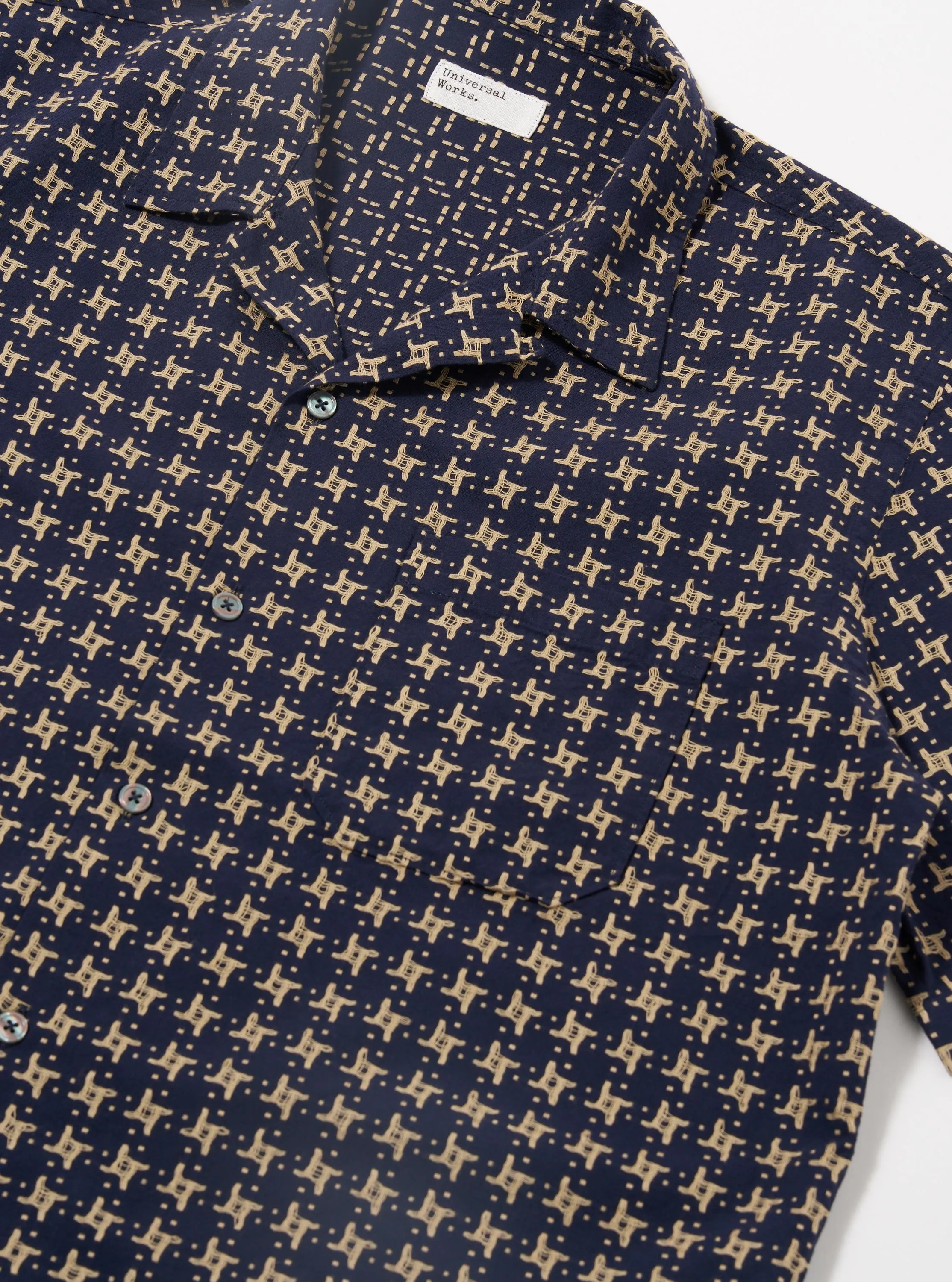 Navy/Sand Rhodes 8 Cotton Road Shirt sold by Universal Works product image thumbnail 4