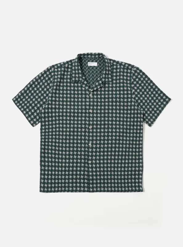 Green/White Rhodes 8 Cotton Road Shirt sold by Universal Works