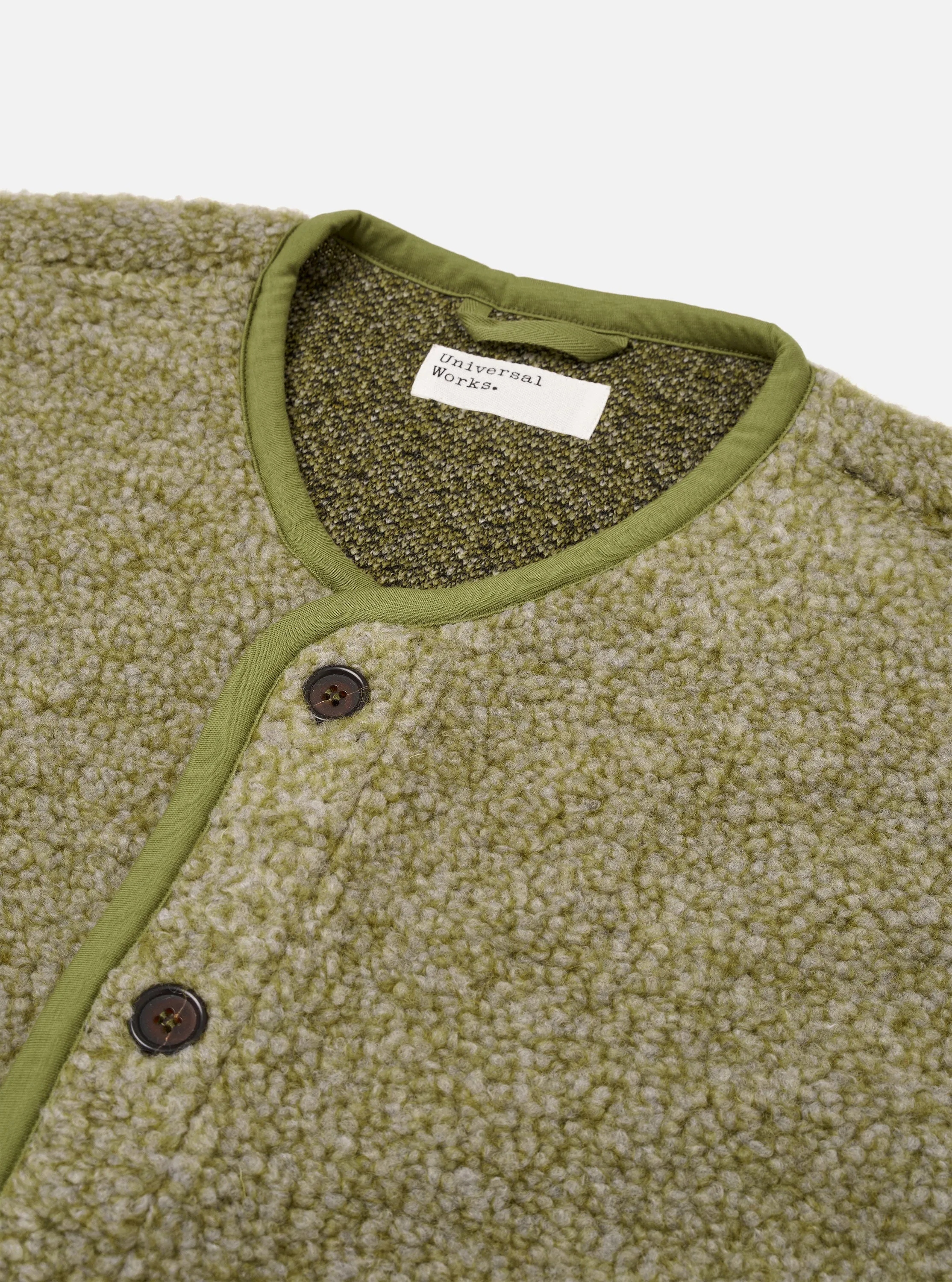 Light Olive Alvar Fleece Lancaster Gilet sold by Universal Works product image thumbnail 4