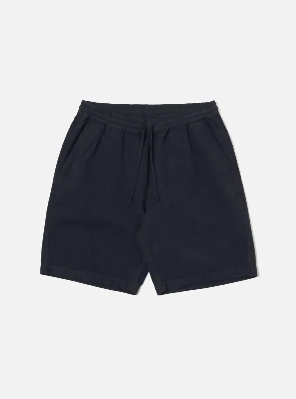 Navy Linen Slub Weave Simple Short sold by Universal Works