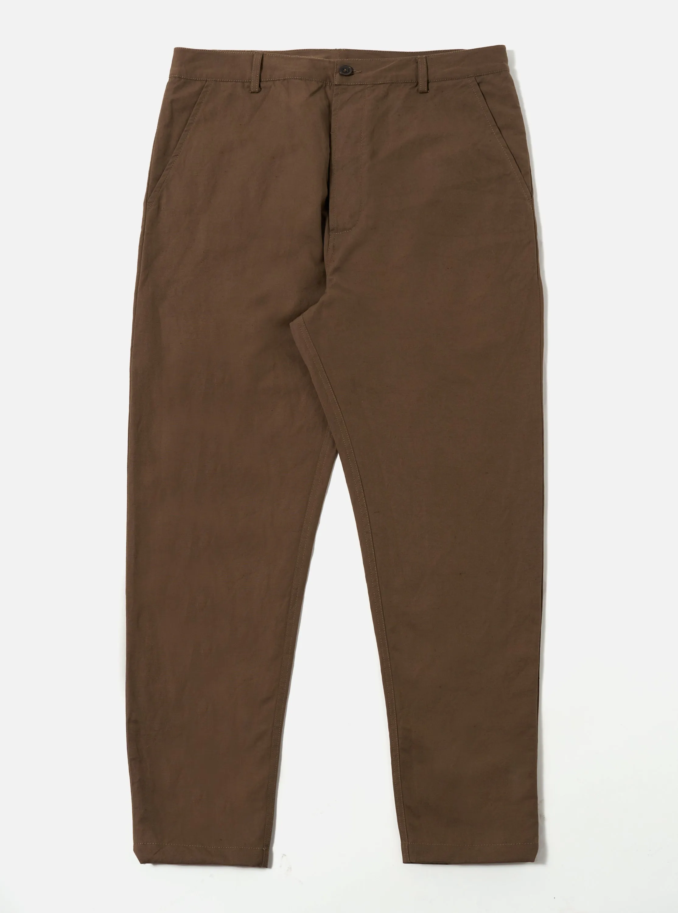 Khaki Linen Slub Weave Military Chino sold by Universal Works