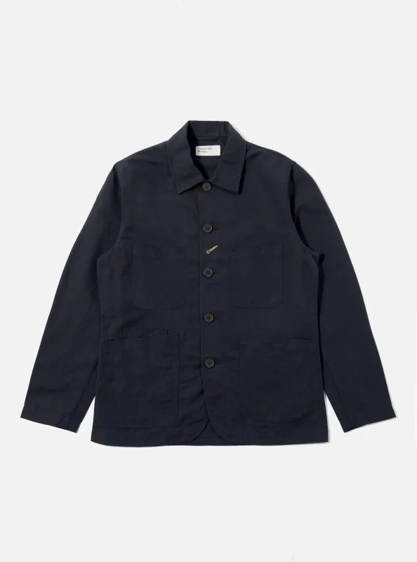 Navy Linen Slub Weave Bakers Jacket sold by Universal Works