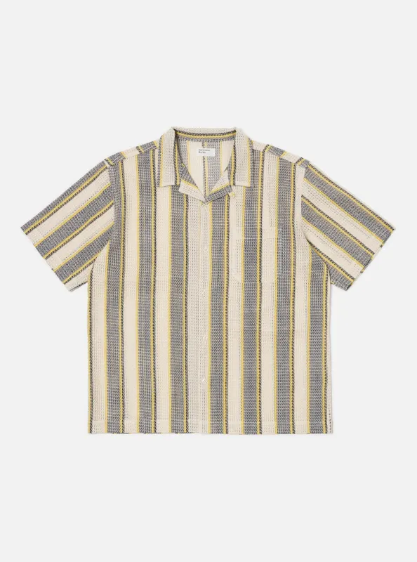 Grey/Yellow Cotton Lattice Road Shirt made by Universal Works