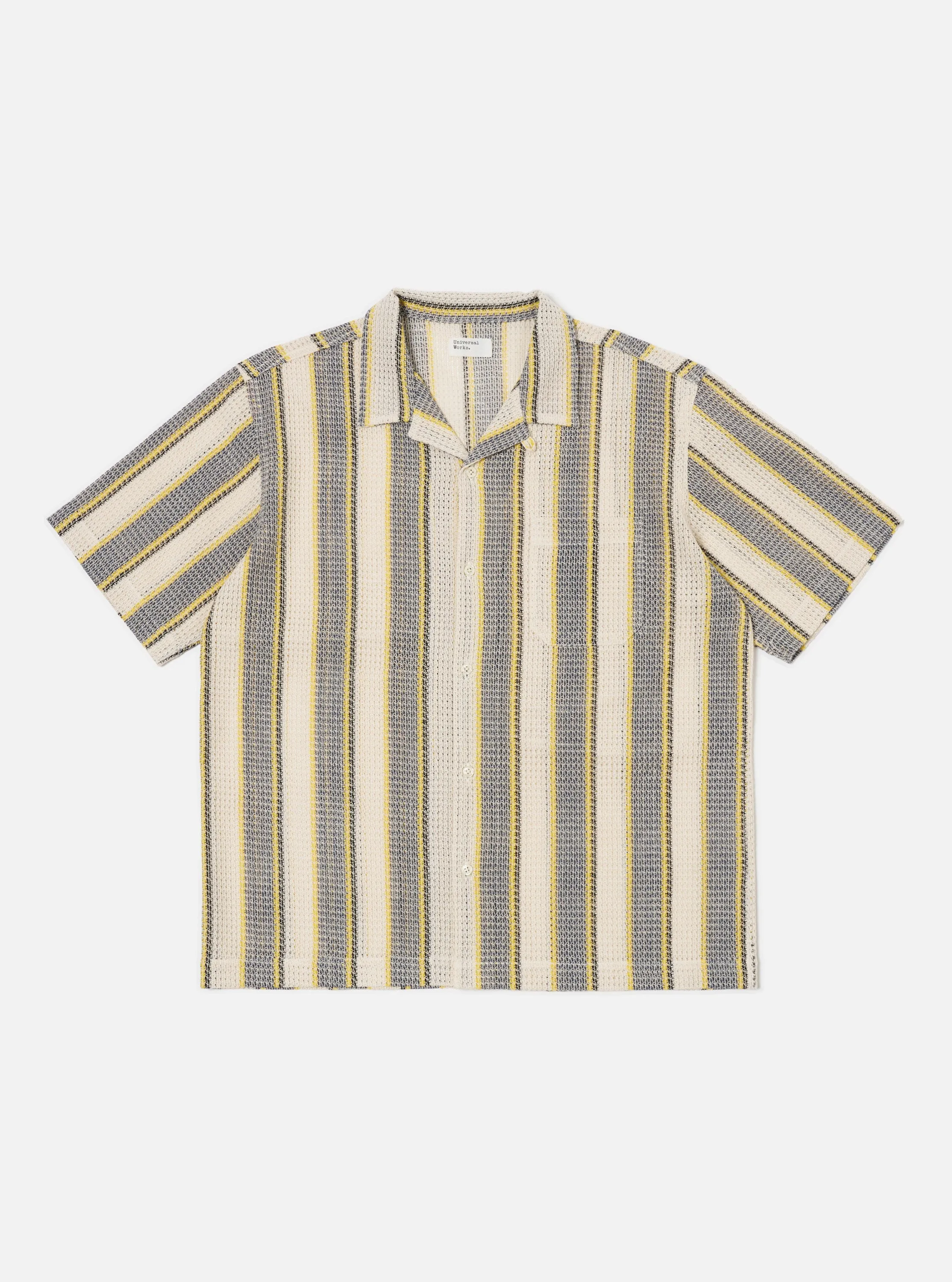 Grey/Yellow Cotton Lattice Road Shirt sold by Universal Works