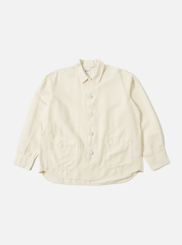 Ecru Linen Cotton Shirting Travail Overshirt sold by Universal Works