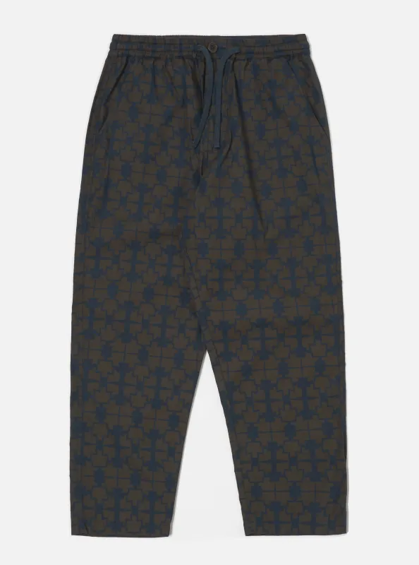 Navy Mitla Print Cotton Hi Water Trouser made by Universal Works