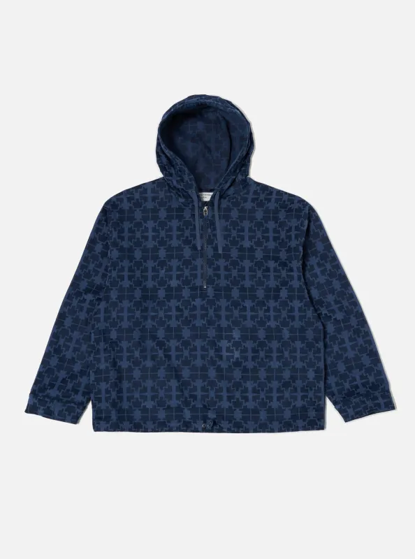 Navy Mitla Print Cord Liam Jacket made by Universal Works