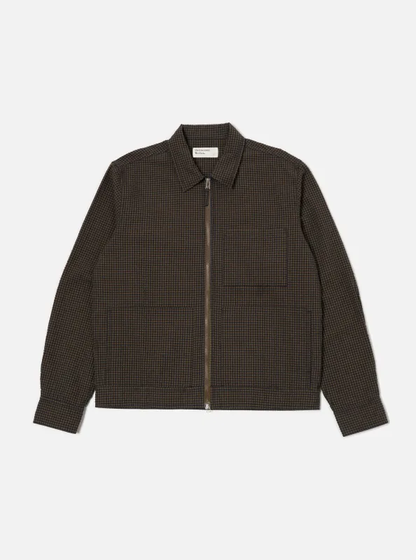 Navy Japanese Seersucker Zip Uniform Jacket sold by Universal Works