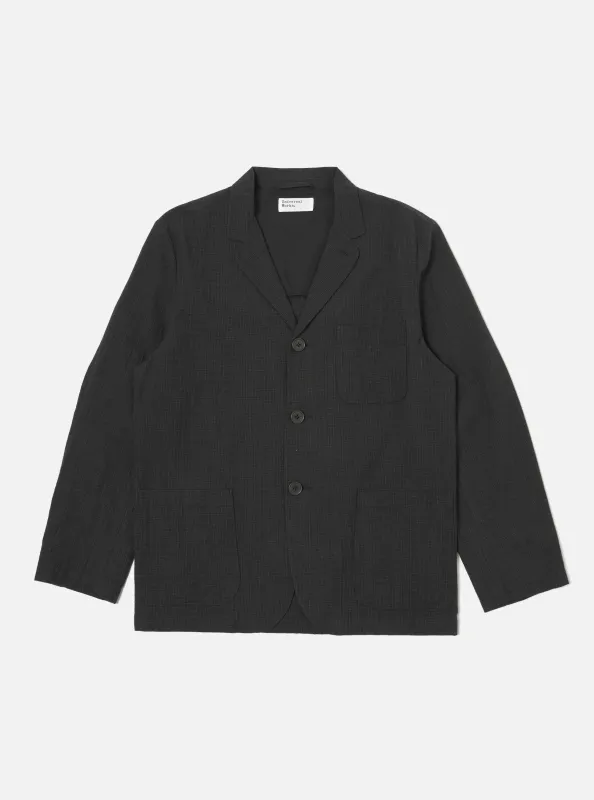 Charcoal Fine Linen Mix Three Button Jacket made by Universal Works