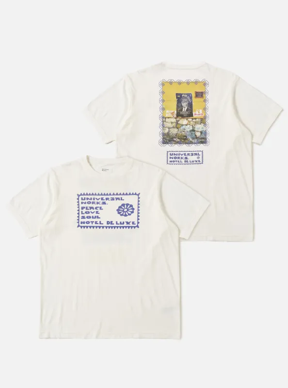 Ecru/Yellow Single Jersey Pickup Print Tee made by Universal Works