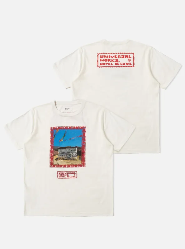 Ecru/Red Single Jersey Pickup Print Tee made by Universal Works