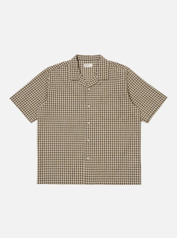 Olive Dobby Check Road Shirt made by Universal Works