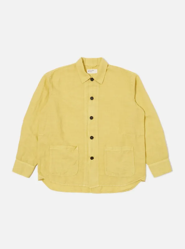 Lemon Linen Cotton Shirting Travail Overshirt made by Universal Works